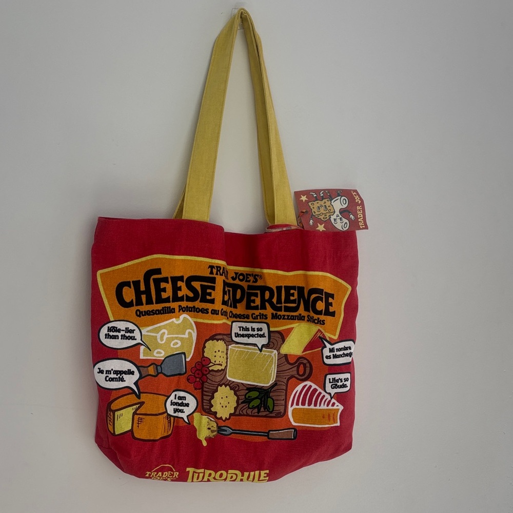 Trader Joe's Cheese Experience Tote Bag - Red & Yellow NWT
